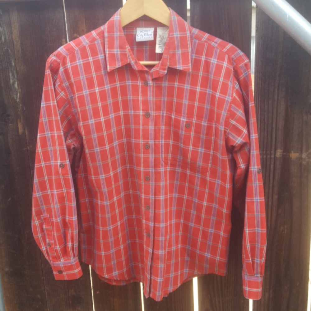 KORET City Blues Red Plaid Button-Down